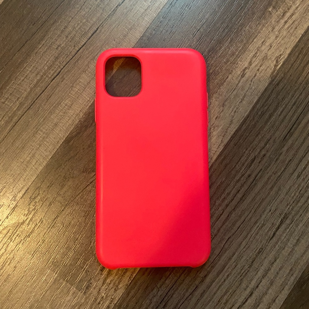 Hot pink iPhone 11 phone case.